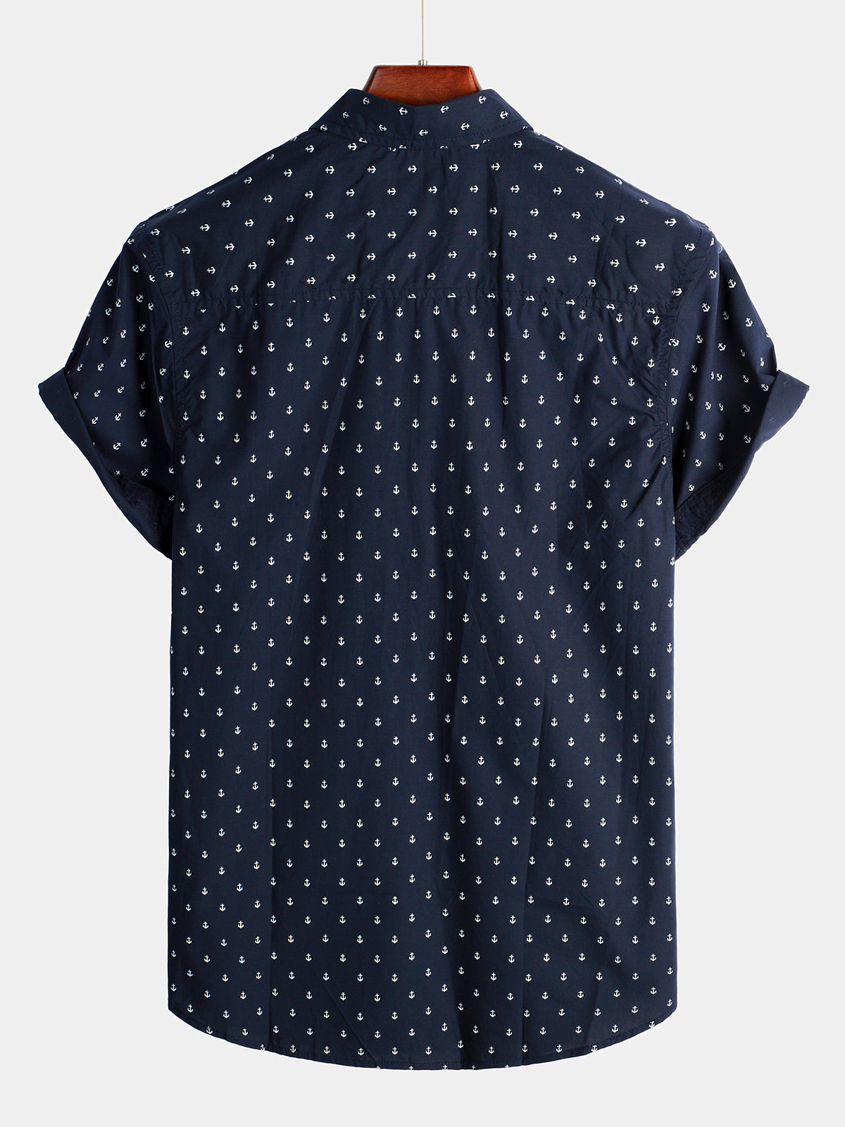 Camicia casual da uomo blu navy a maniche corte con stampa