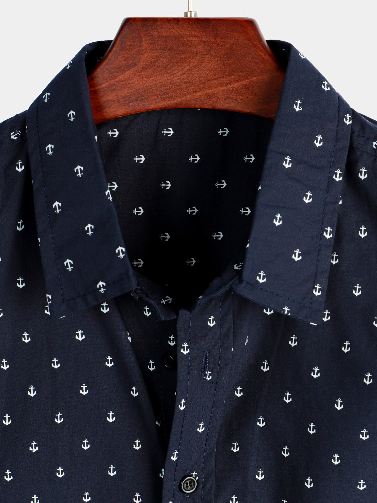 Camicia casual da uomo blu navy a maniche corte con stampa