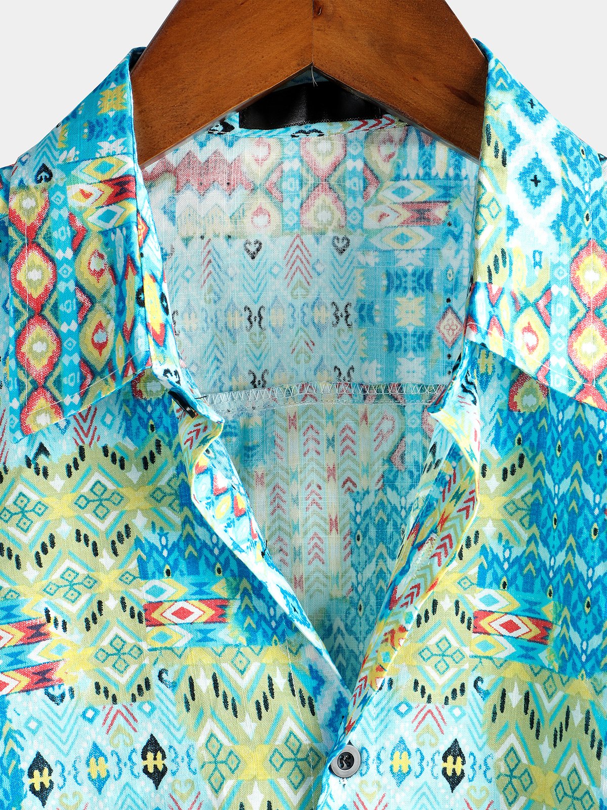 Camicia Tribale retrò in cotone a maniche corte vintage da uomo