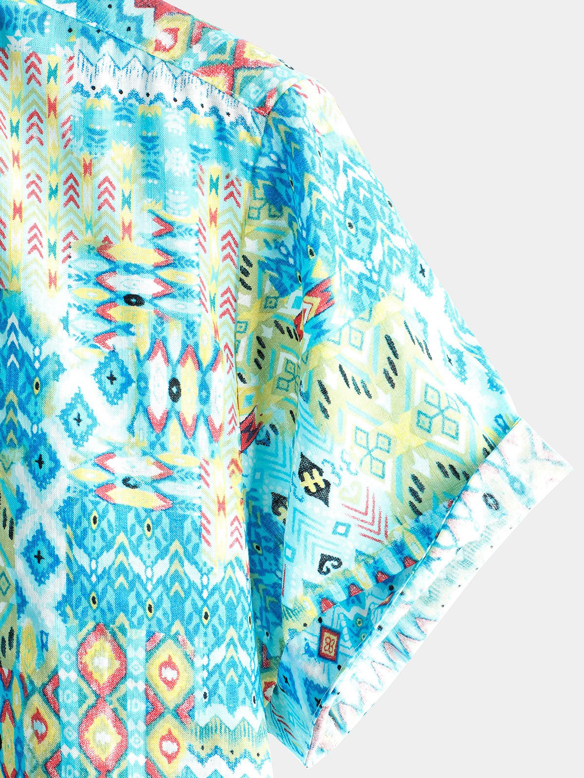 Camicia Tribale retrò in cotone a maniche corte vintage da uomo