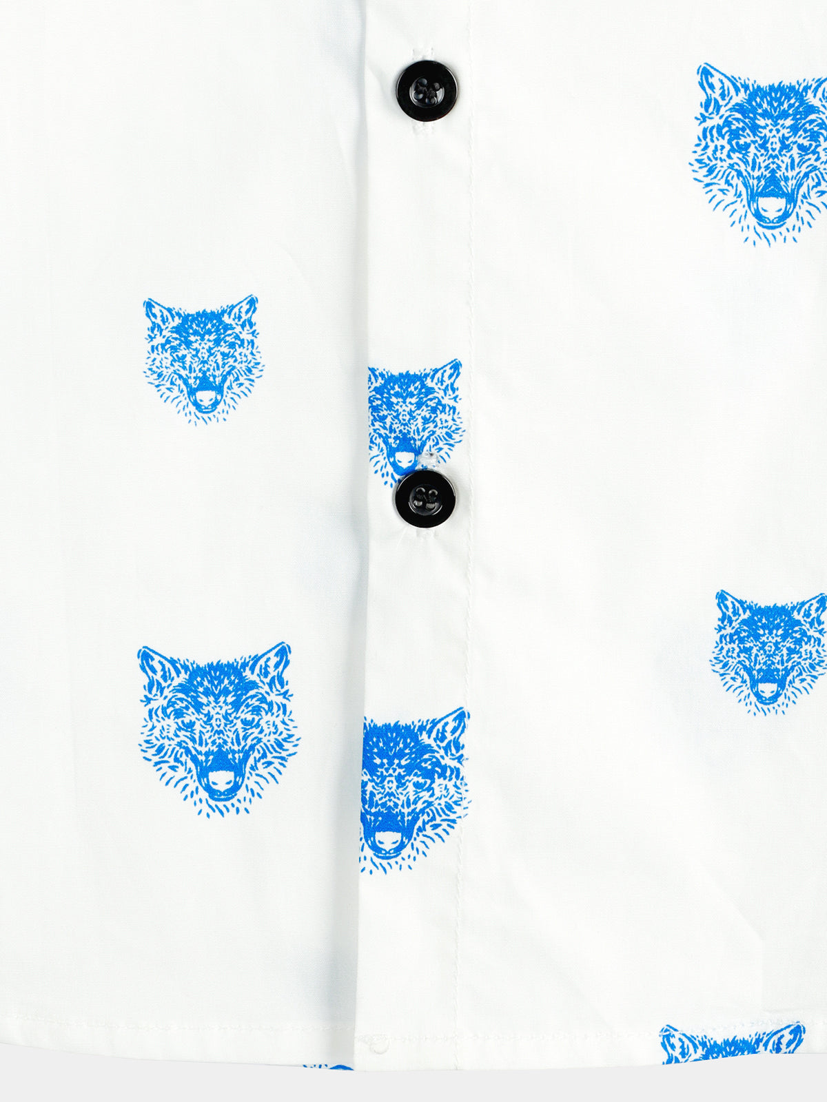 Camicia casual a maniche corte da uomo con motivo a lupo