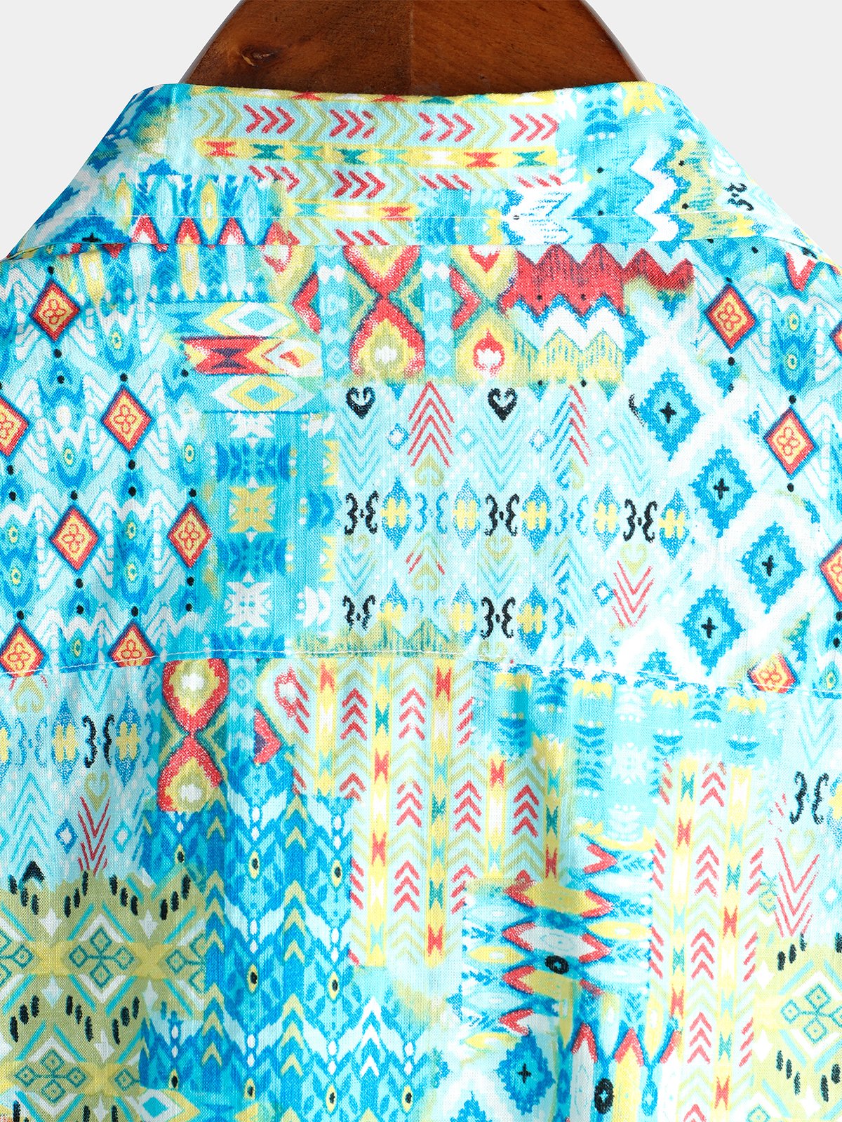 Camicia Tribale retrò in cotone a maniche corte vintage da uomo