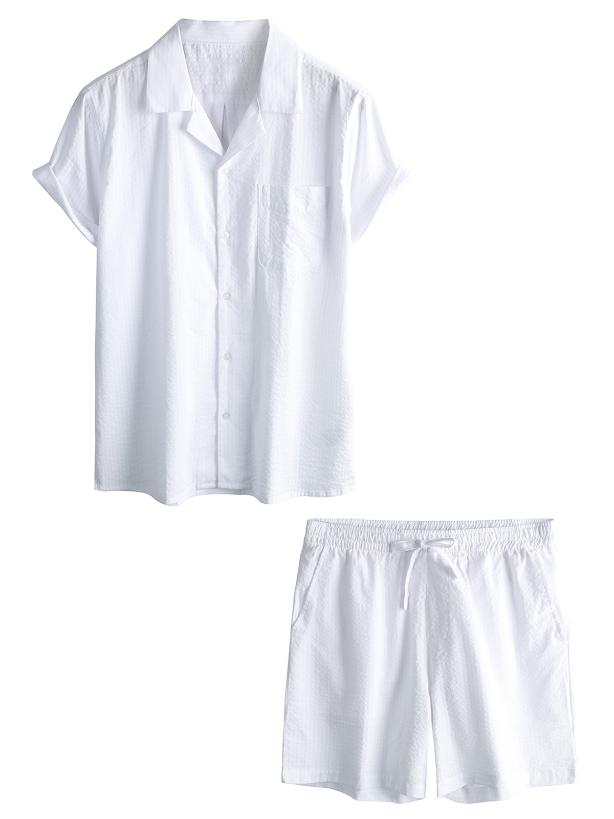 Set Camicia e Pantaloni Corti da Spiaggia in Cotone Hawaii Casual Estivi da Uomo