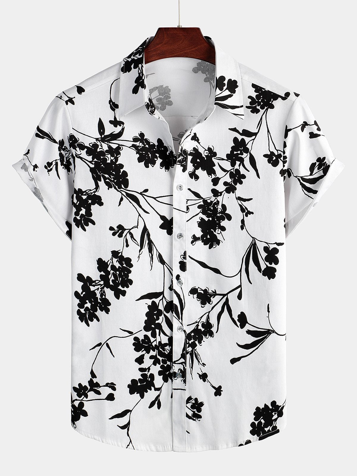 Camicia casual a maniche corte in cotone traspirante da uomo