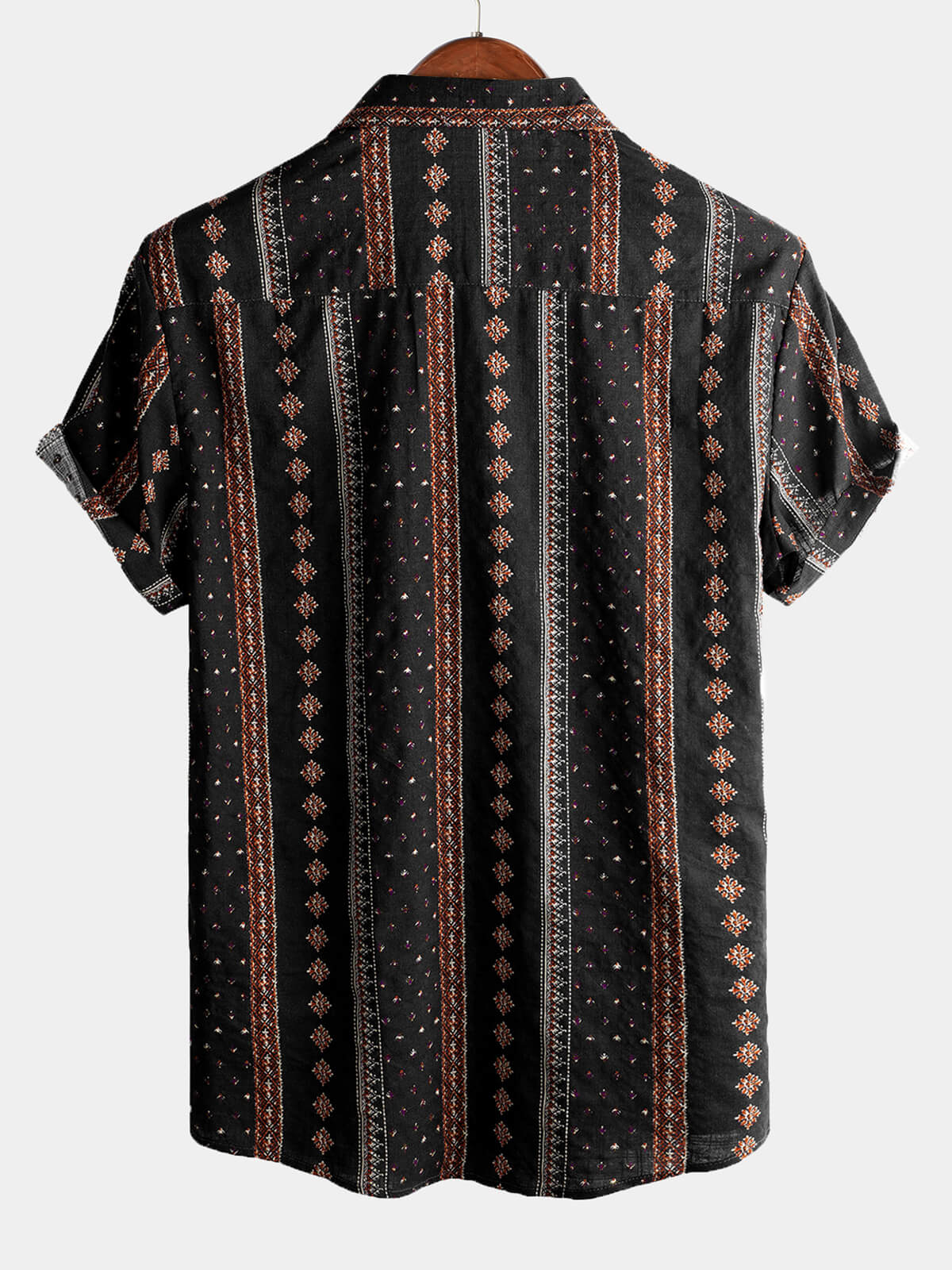 Camicia corta da uomo retrò in cotone degli anni '70 con bottoni