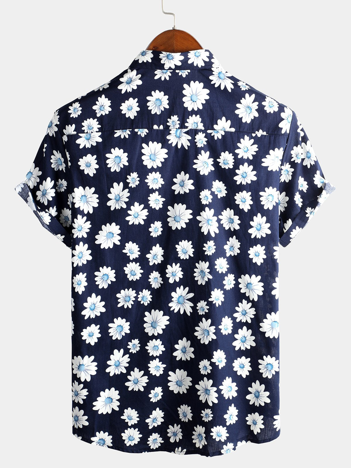 Camicia da uomo in cotone con stampa floreale a margherita