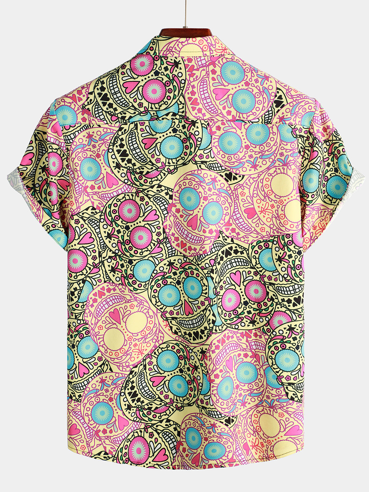 Camicia corta da uomo con stampa di teschi divertenti