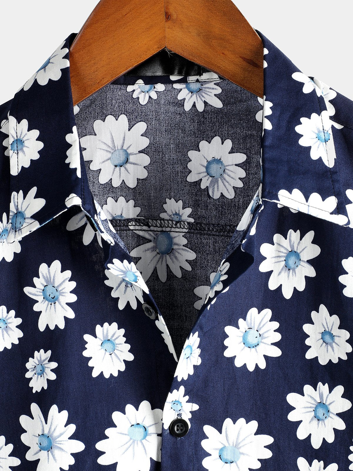 Camicia da uomo in cotone con stampa floreale a margherita