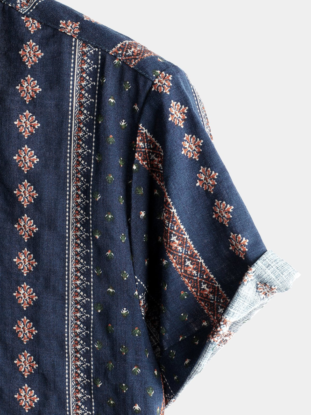 Camicia corta da uomo retrò in cotone degli anni '70 con bottoni