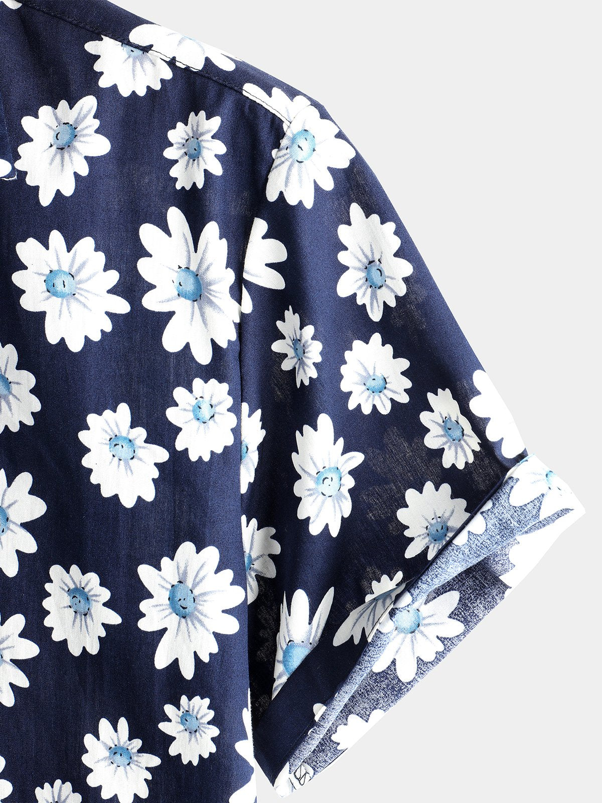 Camicia da uomo in cotone con stampa floreale a margherita