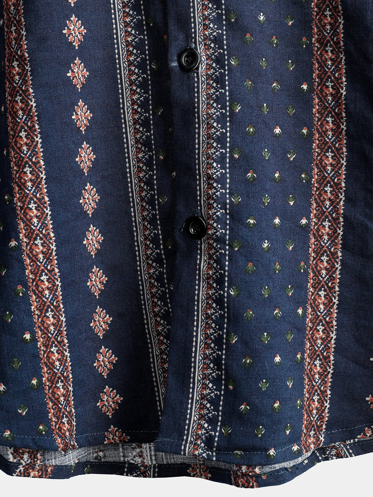 Camicia corta da uomo retrò in cotone degli anni '70 con bottoni