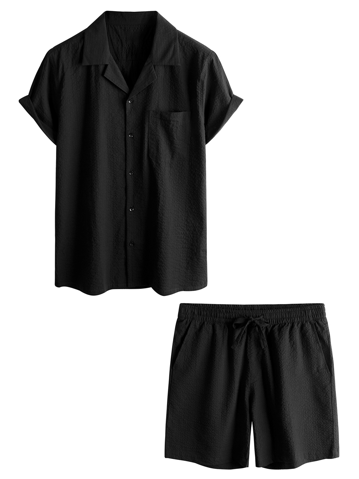 Set Camicia e Pantaloni Corti da Spiaggia in Cotone Hawaii Casual Estivi da Uomo