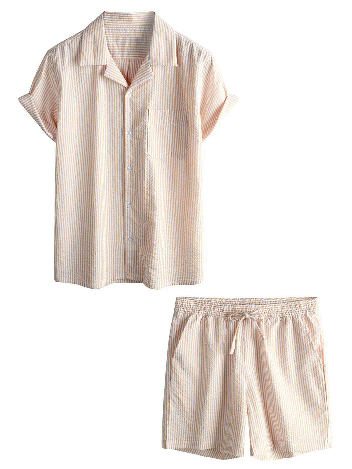 Set Camicia e Pantaloni Corti da Spiaggia in Cotone Hawaii Casual Estivi da Uomo