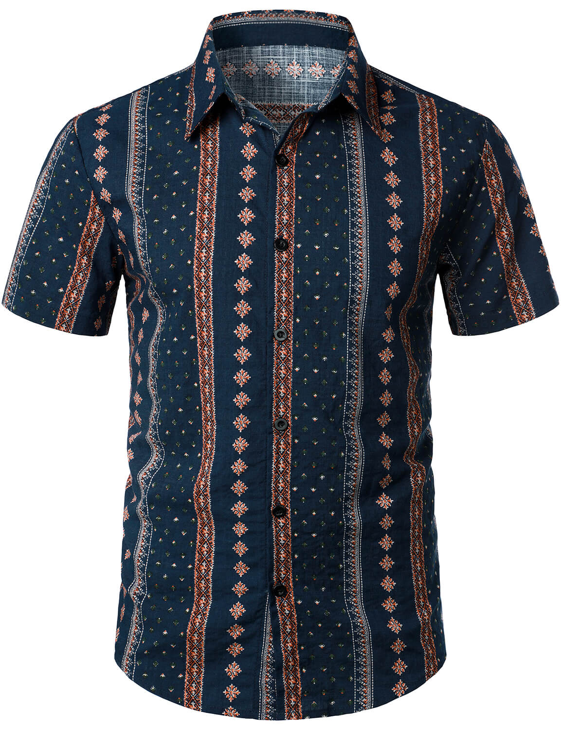 Camicia corta da uomo retrò in cotone degli anni '70 con bottoni