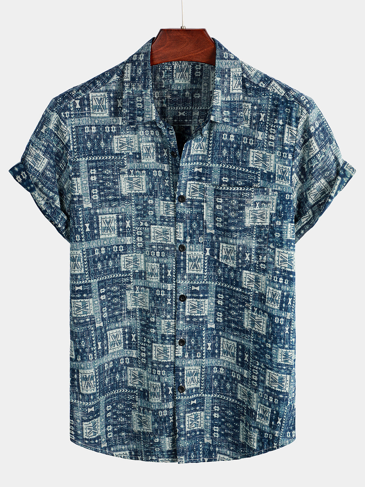 Camicia vintage da uomo casual con tasca per le vacanze