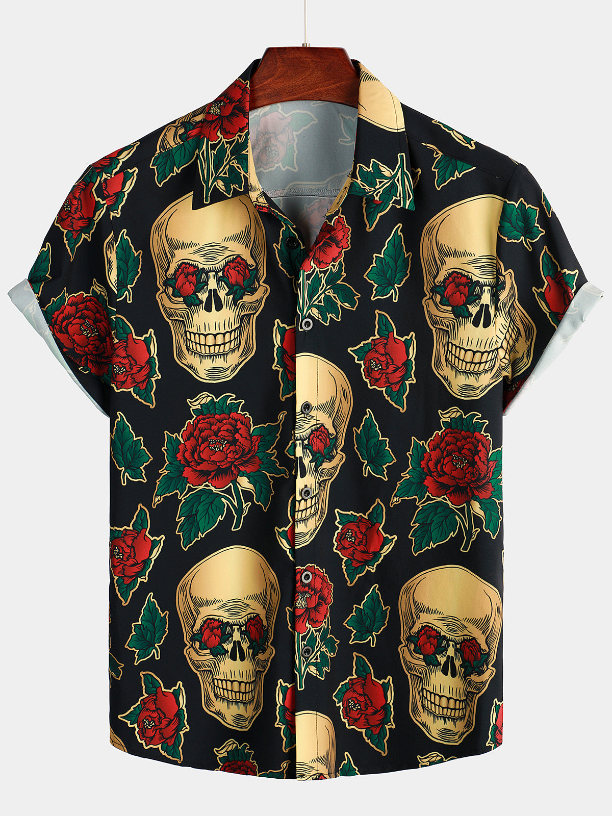 Camicia corta da uomo con stampa di teschi divertenti