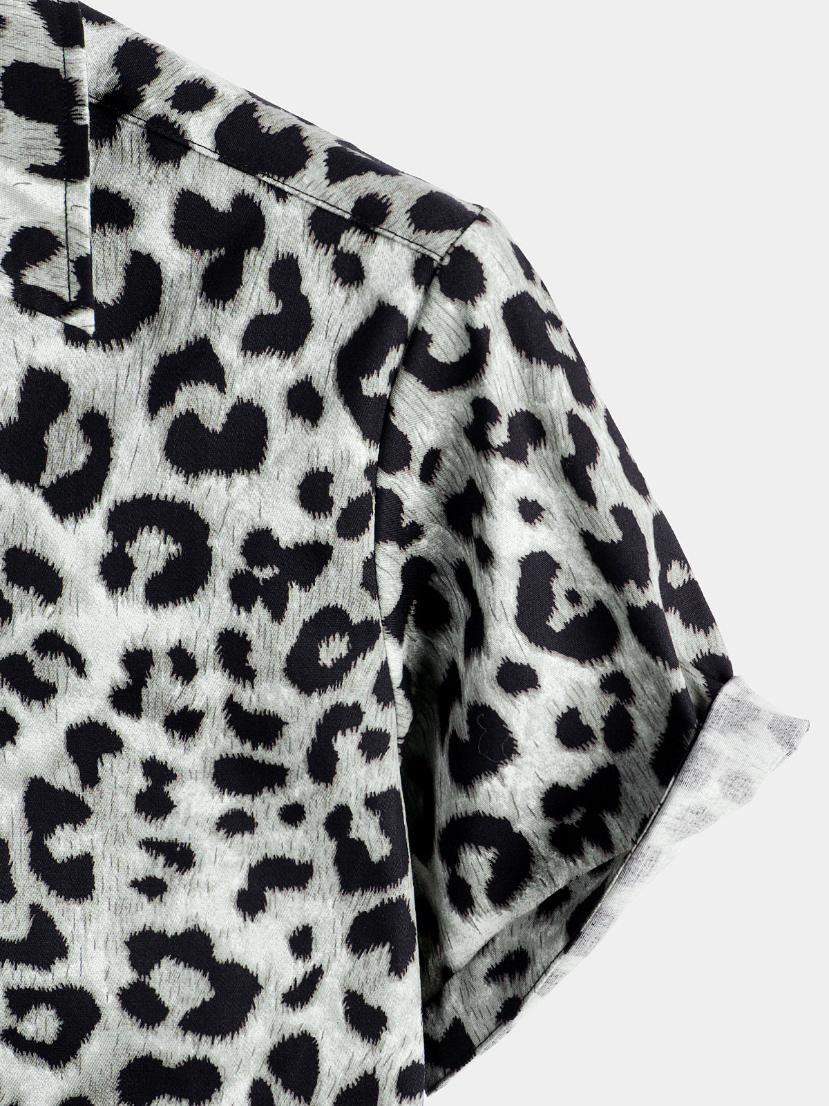 Camicia corta casual da uomo in cotone con stampa leopardata