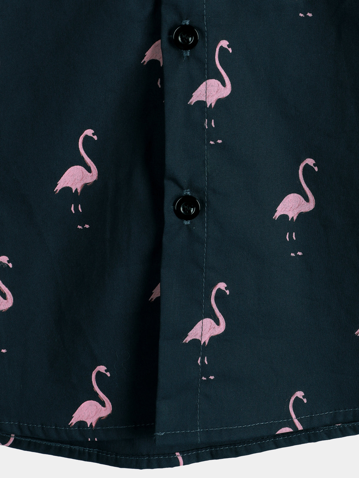 Camicia casual a maniche corte con stampa animalier tropicale fenicottero da uomo