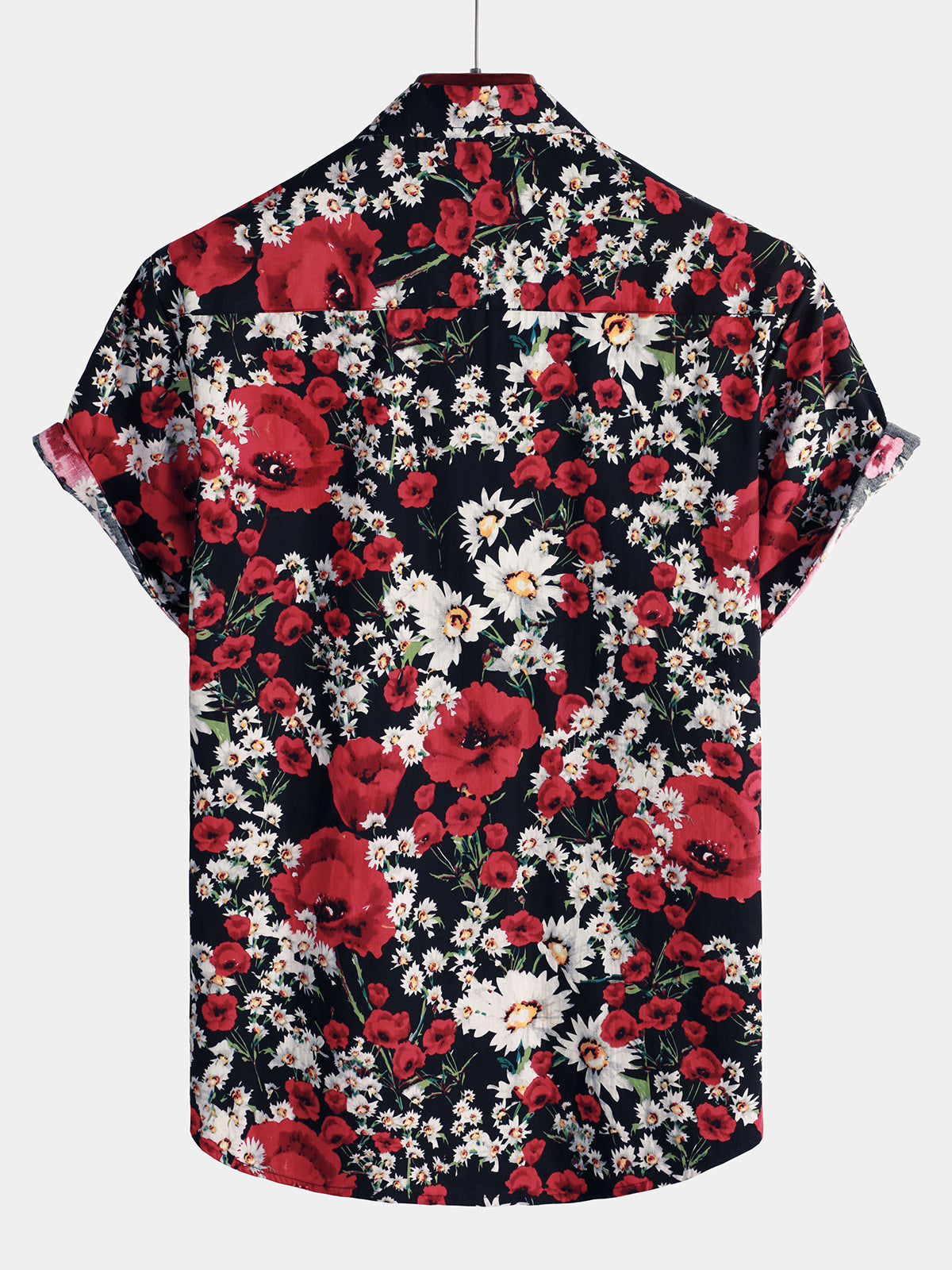 Camicia a maniche corte con stampa floreale da uomo