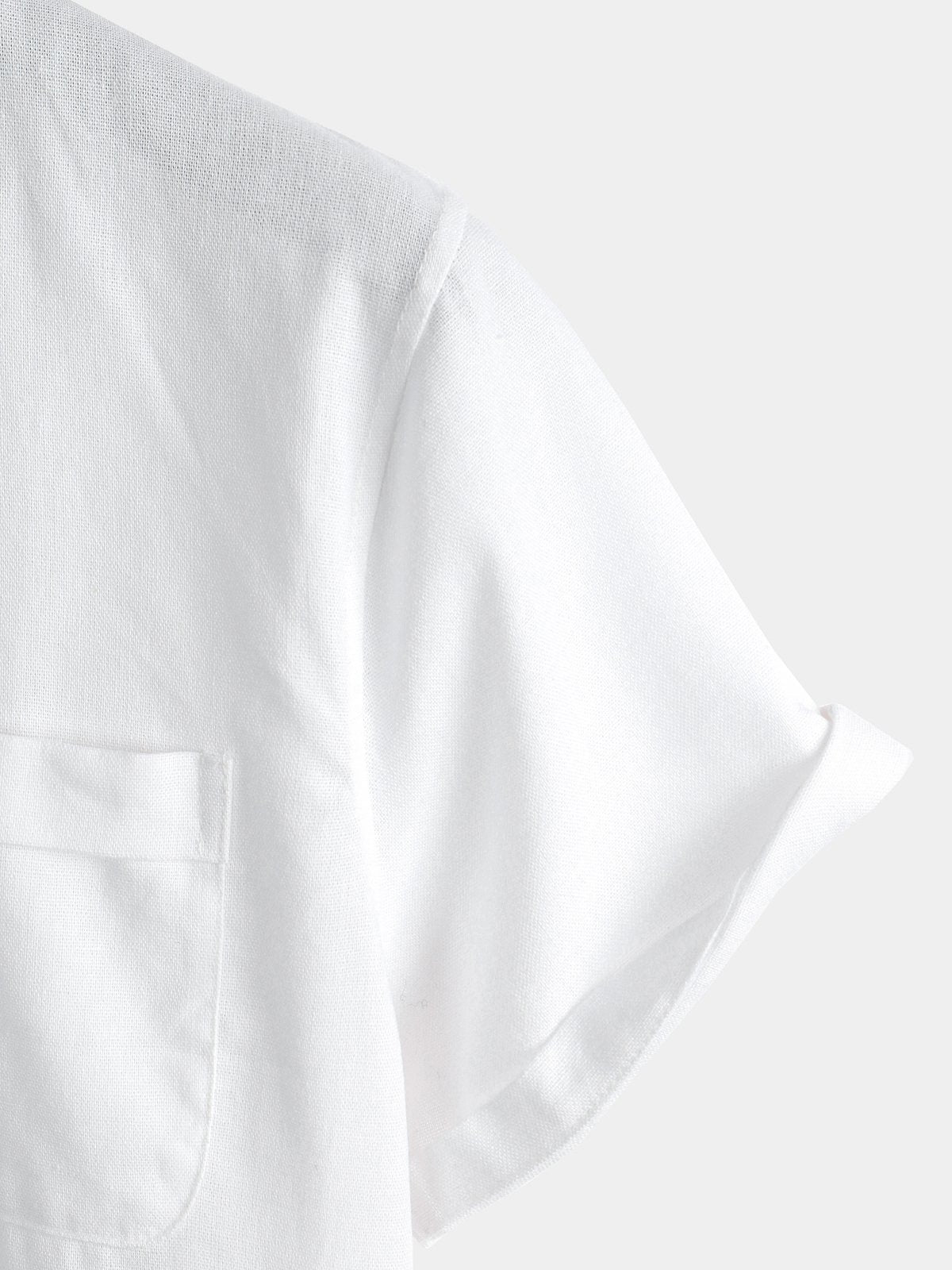 Camicia casual da uomo con colletto Henley a maniche corte