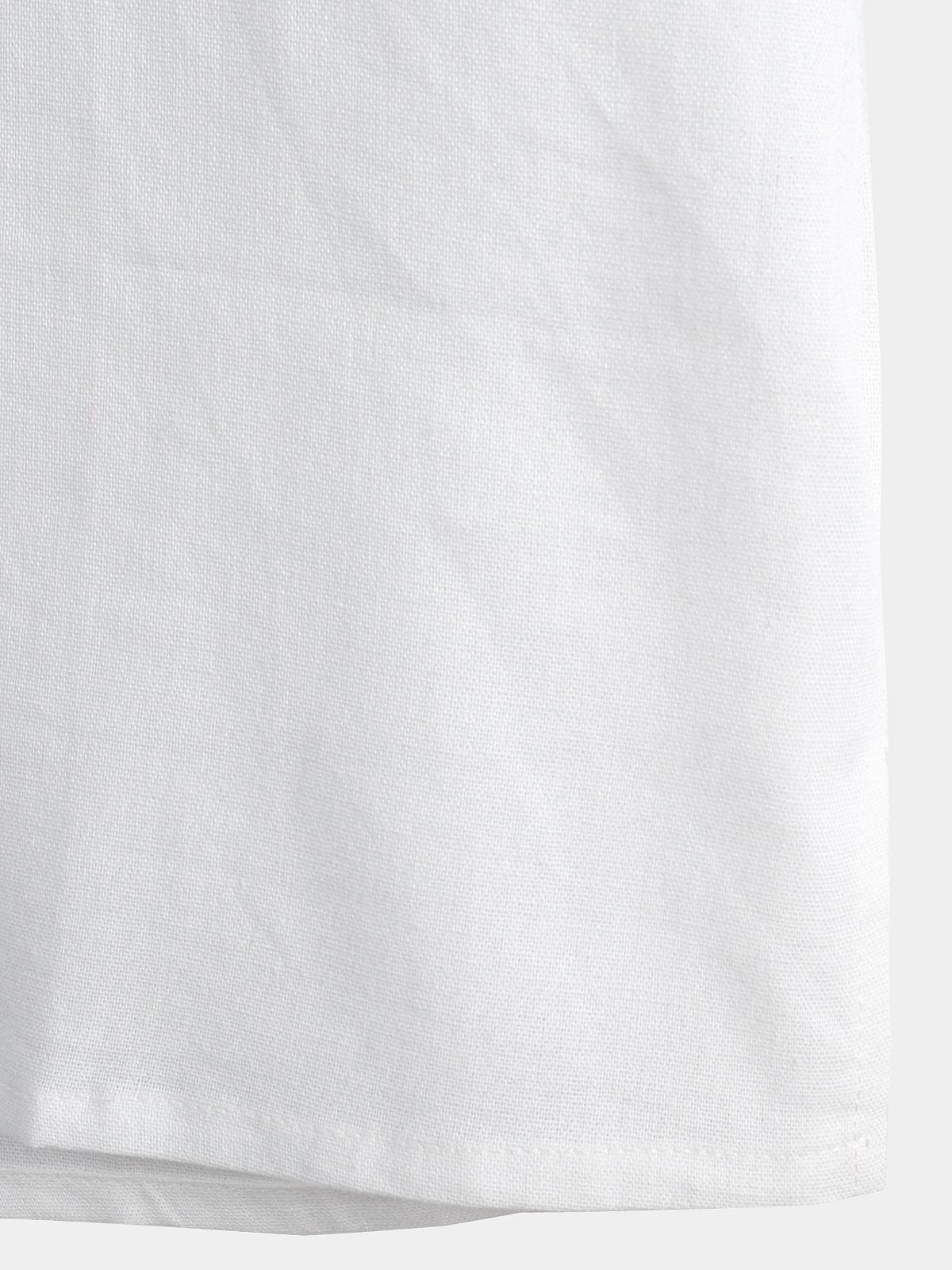 Camicia a colletto alto da uomo in lino e cotone a tinta unita