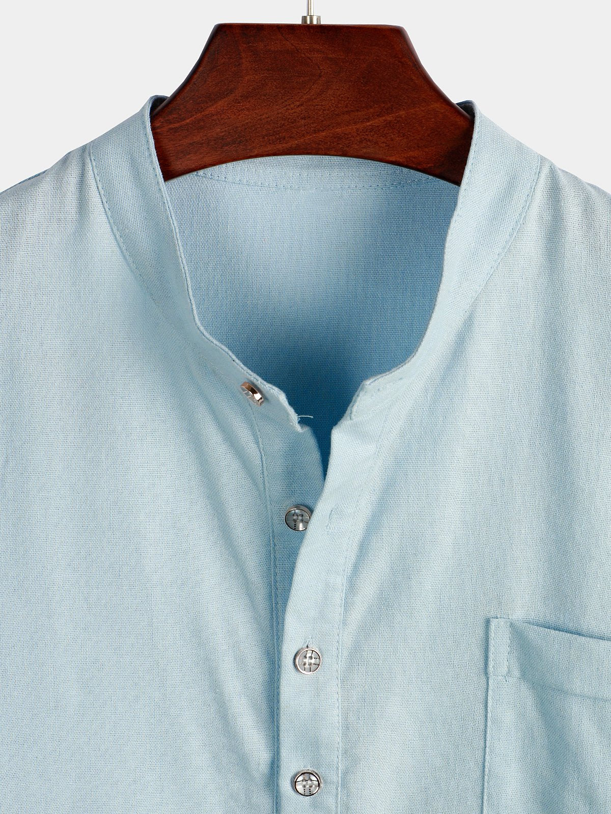 Camicia casual da uomo con colletto Henley a maniche corte