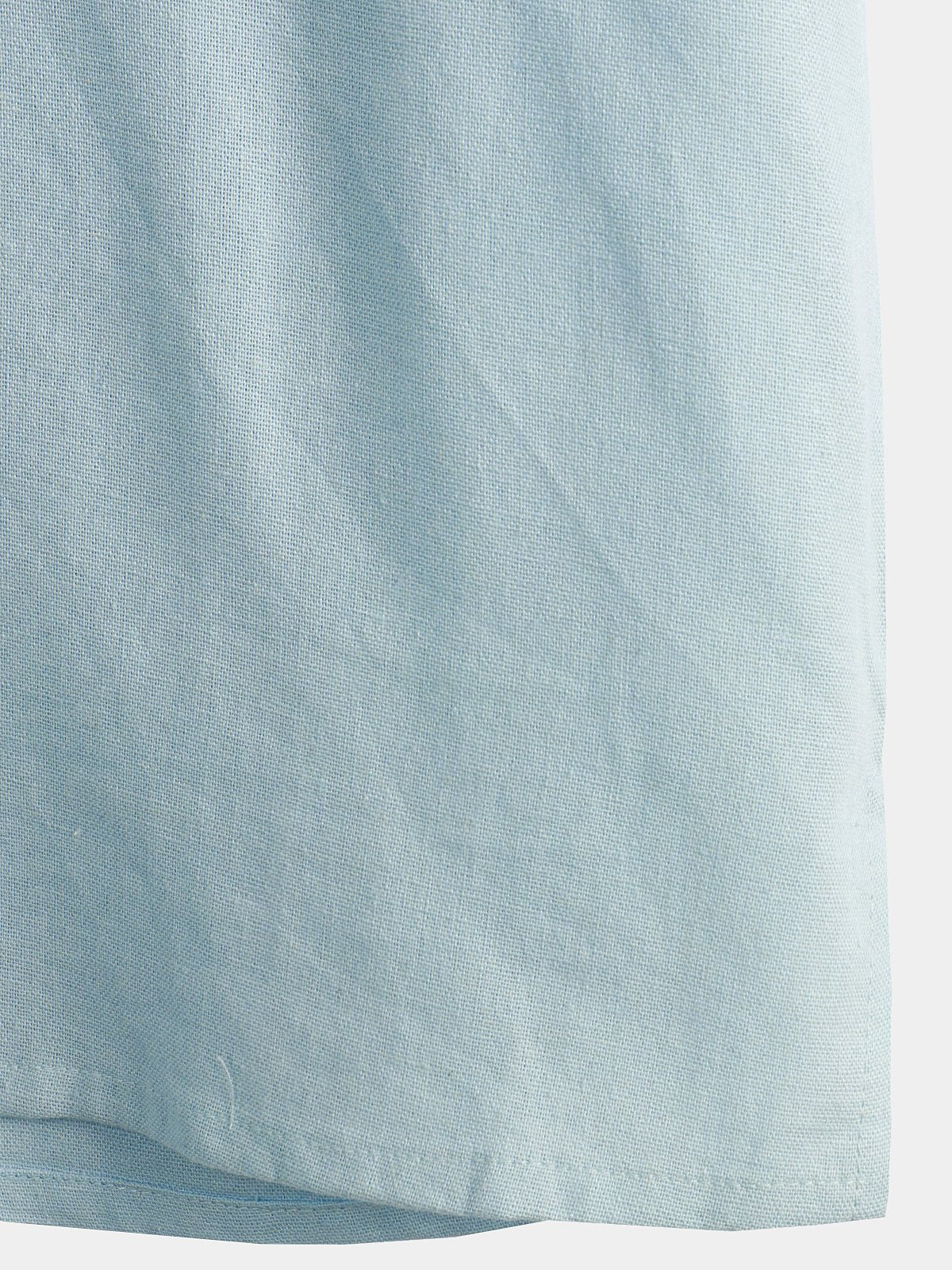 Camicia a colletto alto da uomo in lino e cotone a tinta unita