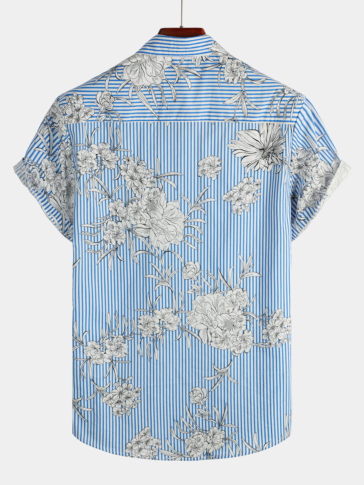 Camicia hawaiana uomo a maniche corte a righe e fiori