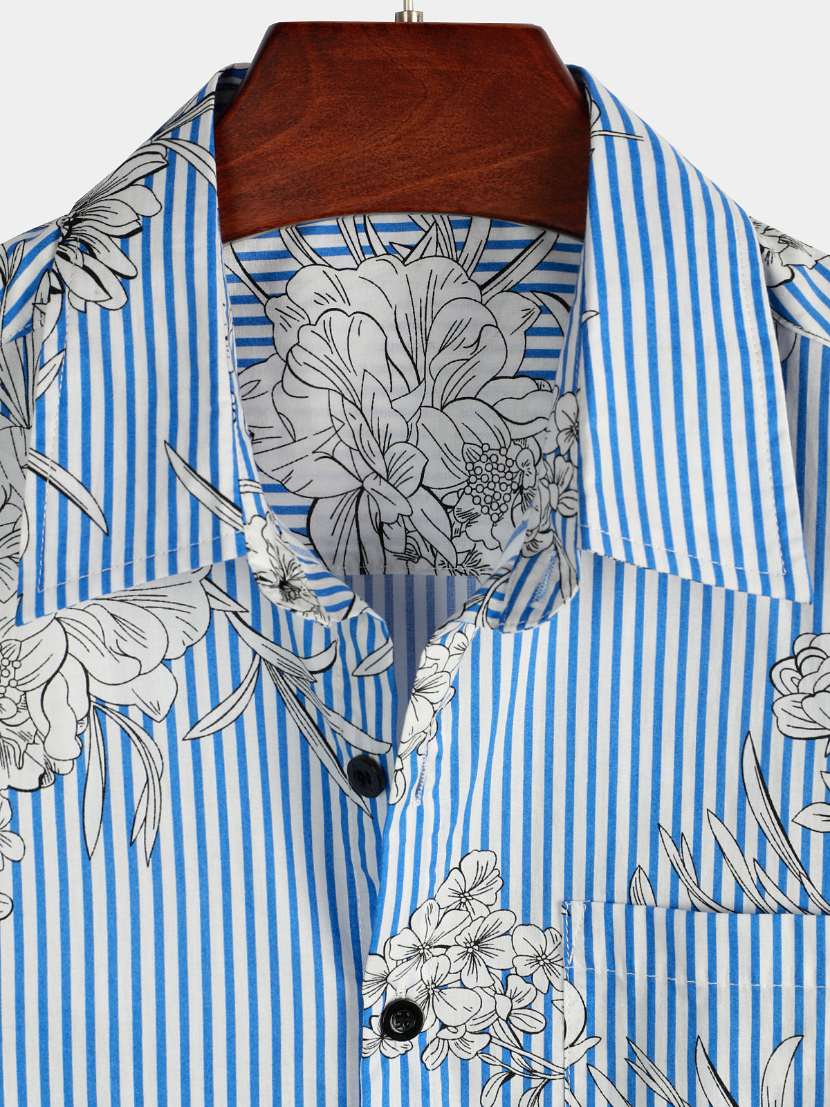 Camicia hawaiana uomo a maniche corte a righe e fiori