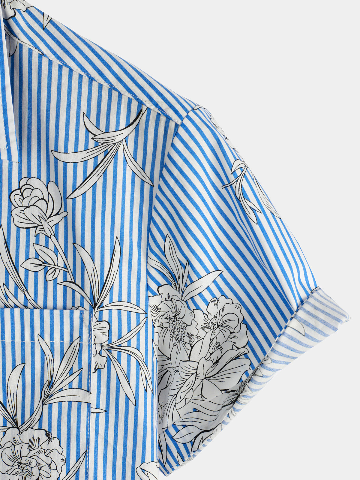 Camicia hawaiana uomo a maniche corte a righe e fiori