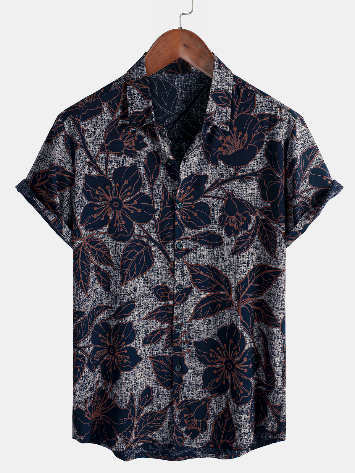 Camicia a maniche corte con stampa floreale da uomo