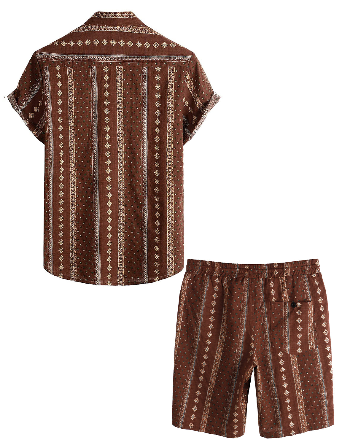 Set da uomo in camicia abbottonata casual vintage e pantaloni corti abbinati