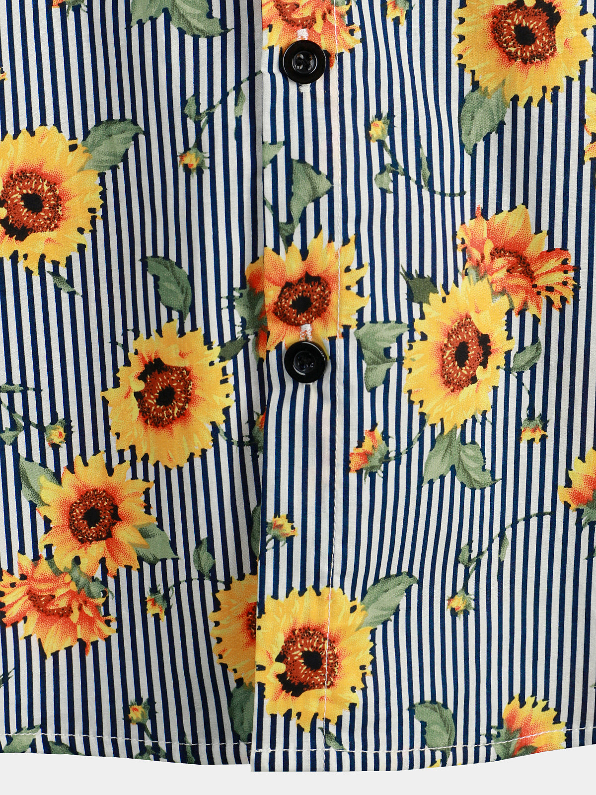 Camicia hawaiana a maniche corte con stampa di girasoli a righe e floreale per uomo