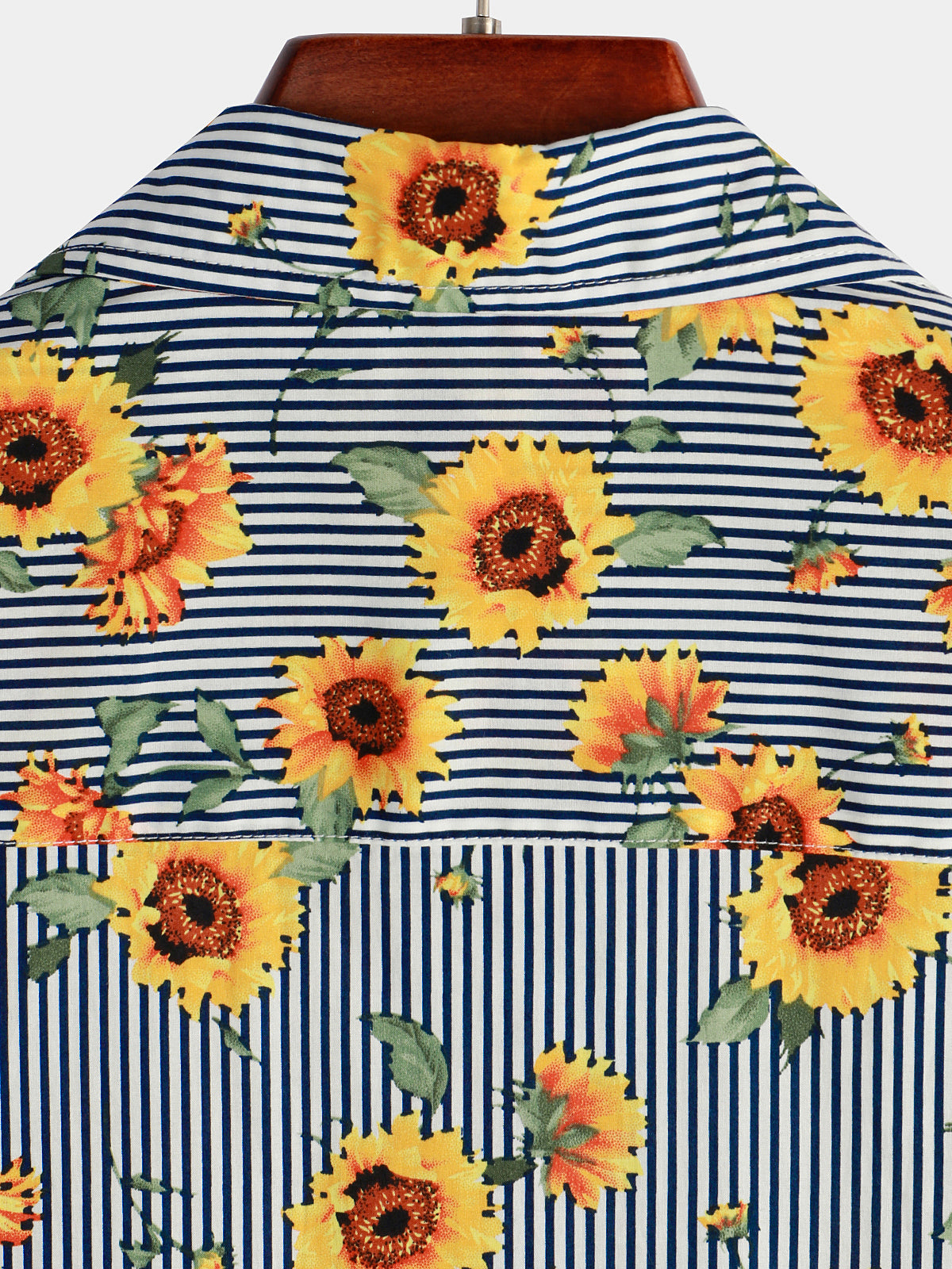 Camicia hawaiana a maniche corte con stampa di girasoli a righe e floreale per uomo