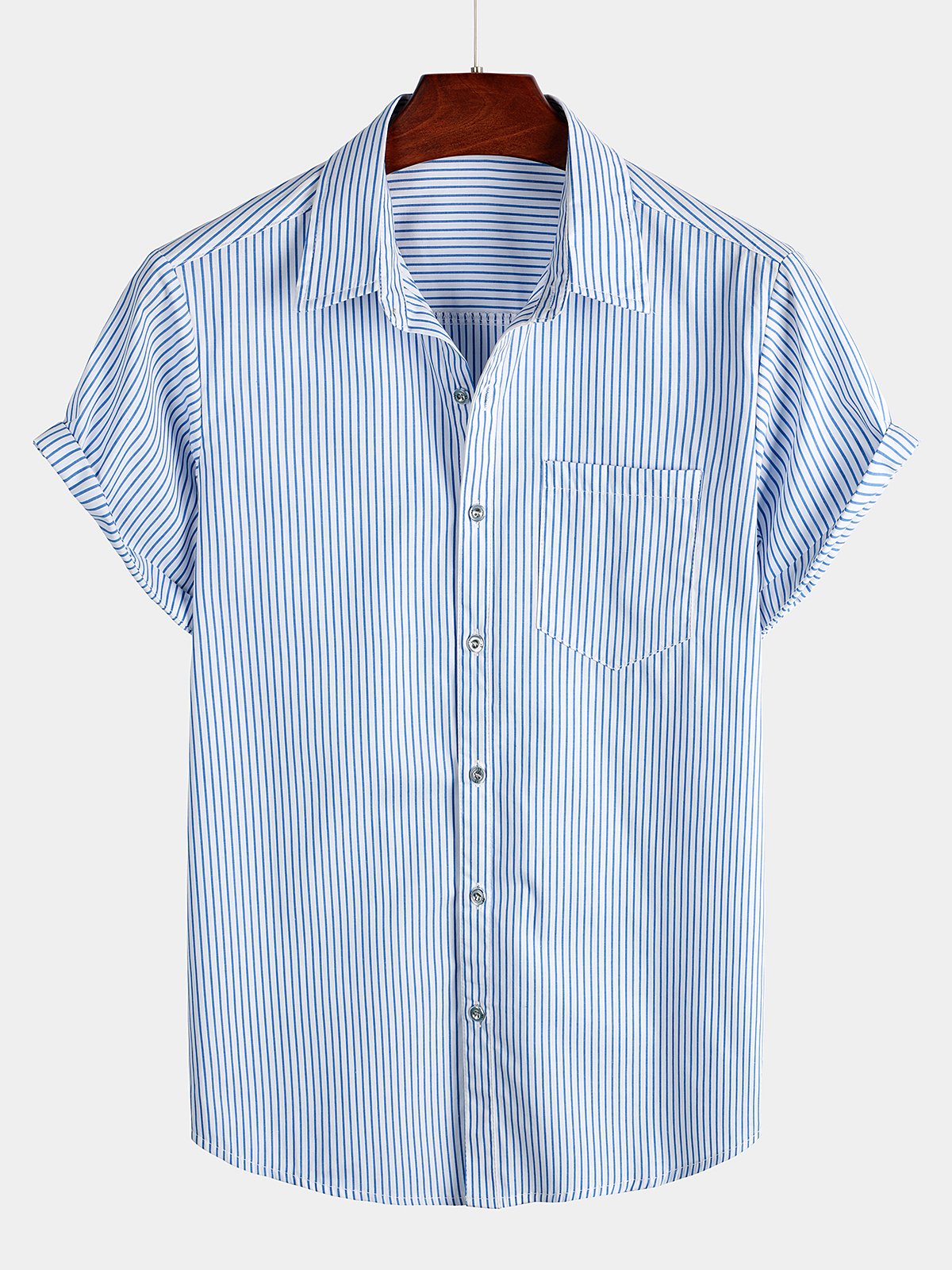 Camicia corta da uomo casual con tasca e bottoni