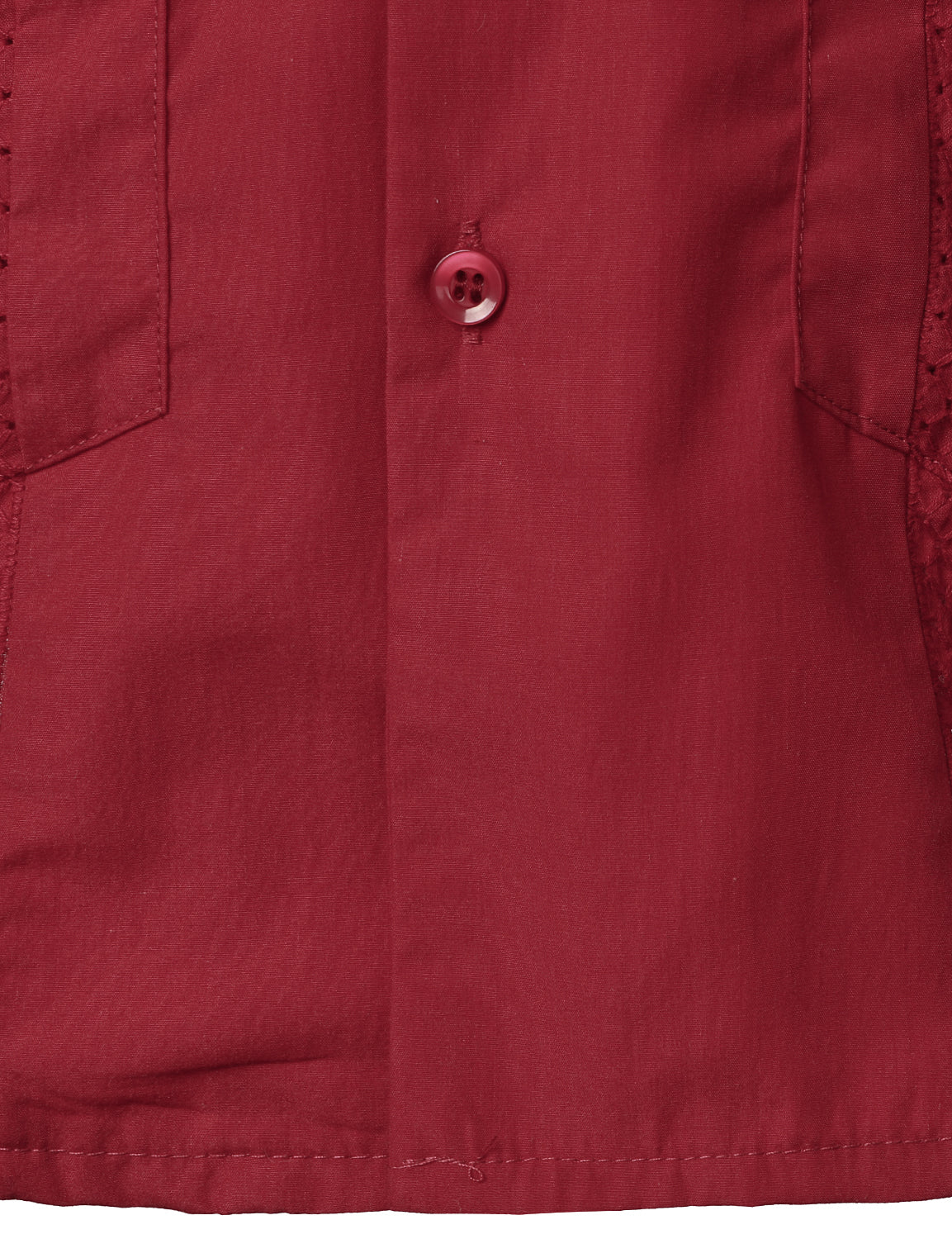 Camicia guayabera cubana rossa a maniche corte con tasca da uomo