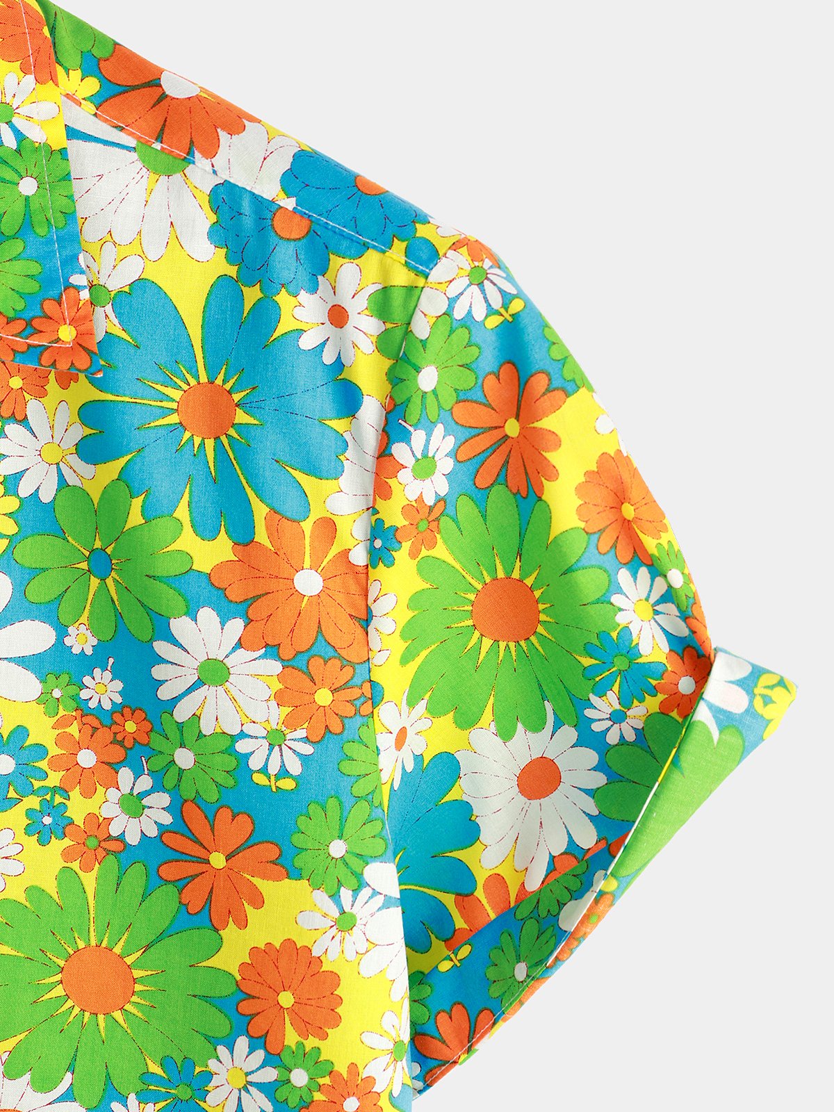 Camicia hawaiana tropicale in cotone floreale verde da uomo