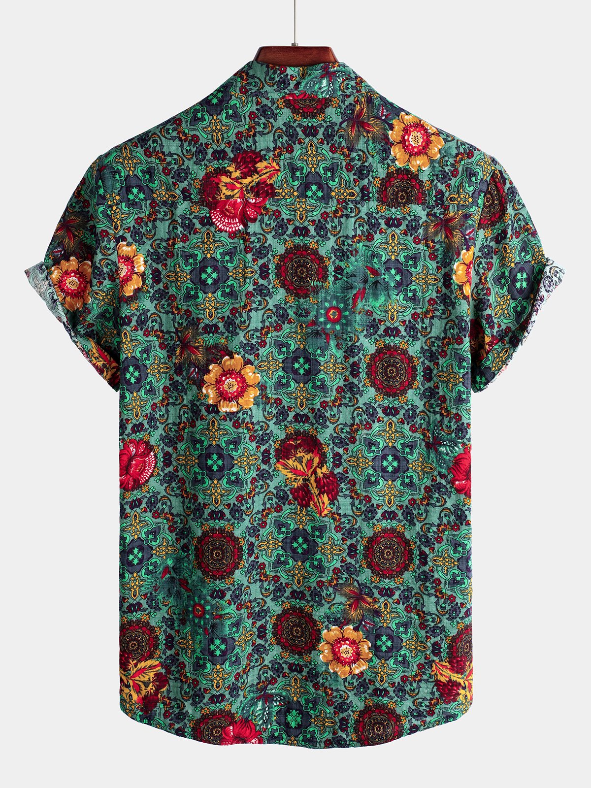Camicia hawaiana in cotone a maniche corte con stampa floreale vintage da uomo