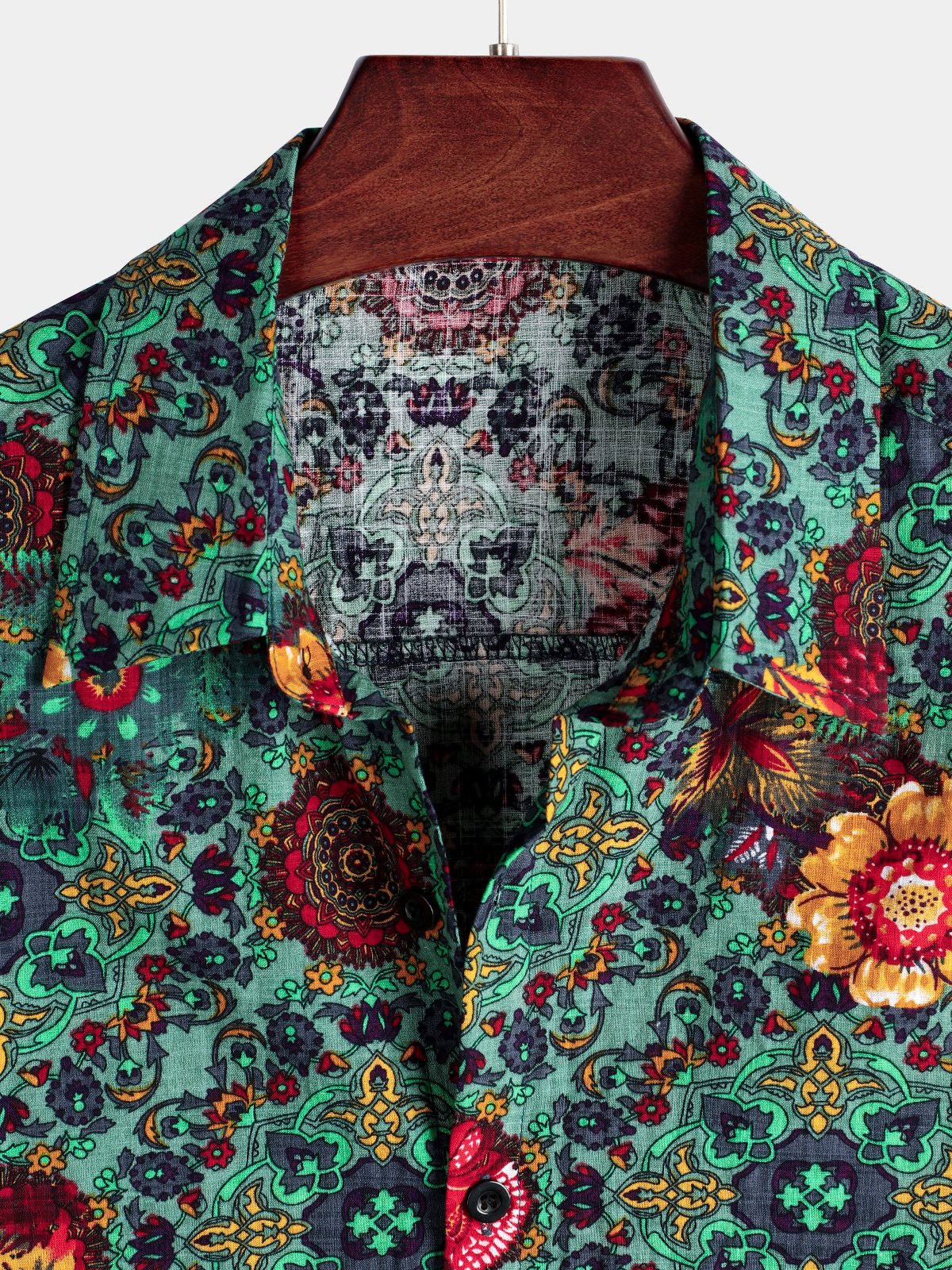 Camicia hawaiana in cotone a maniche corte con stampa floreale vintage da uomo