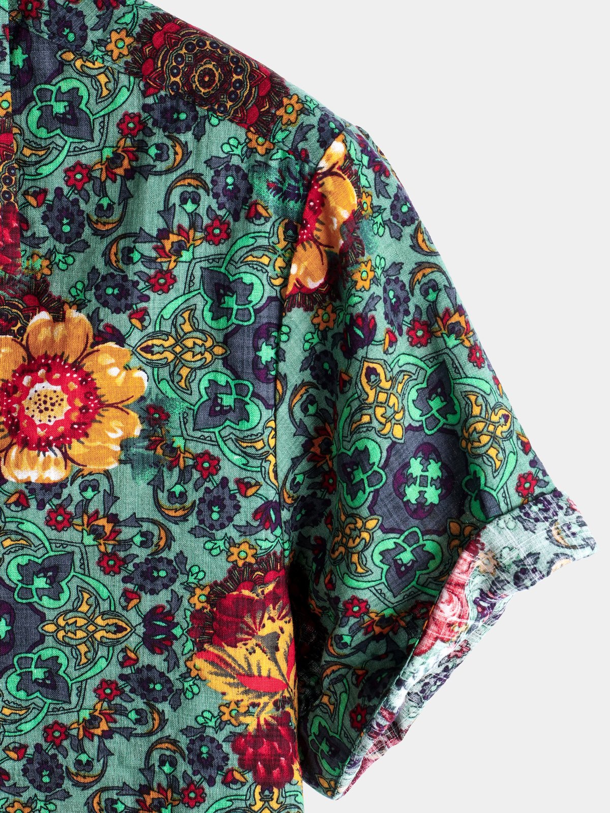 Camicia hawaiana in cotone a maniche corte con stampa floreale vintage da uomo