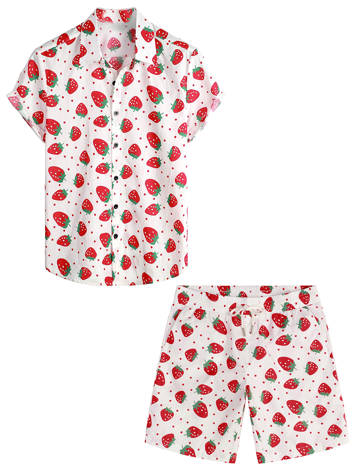 Set Camicia e Pantaloni Corti da Spiaggia in Cotone Hawaii Casual Estivi da Uomo