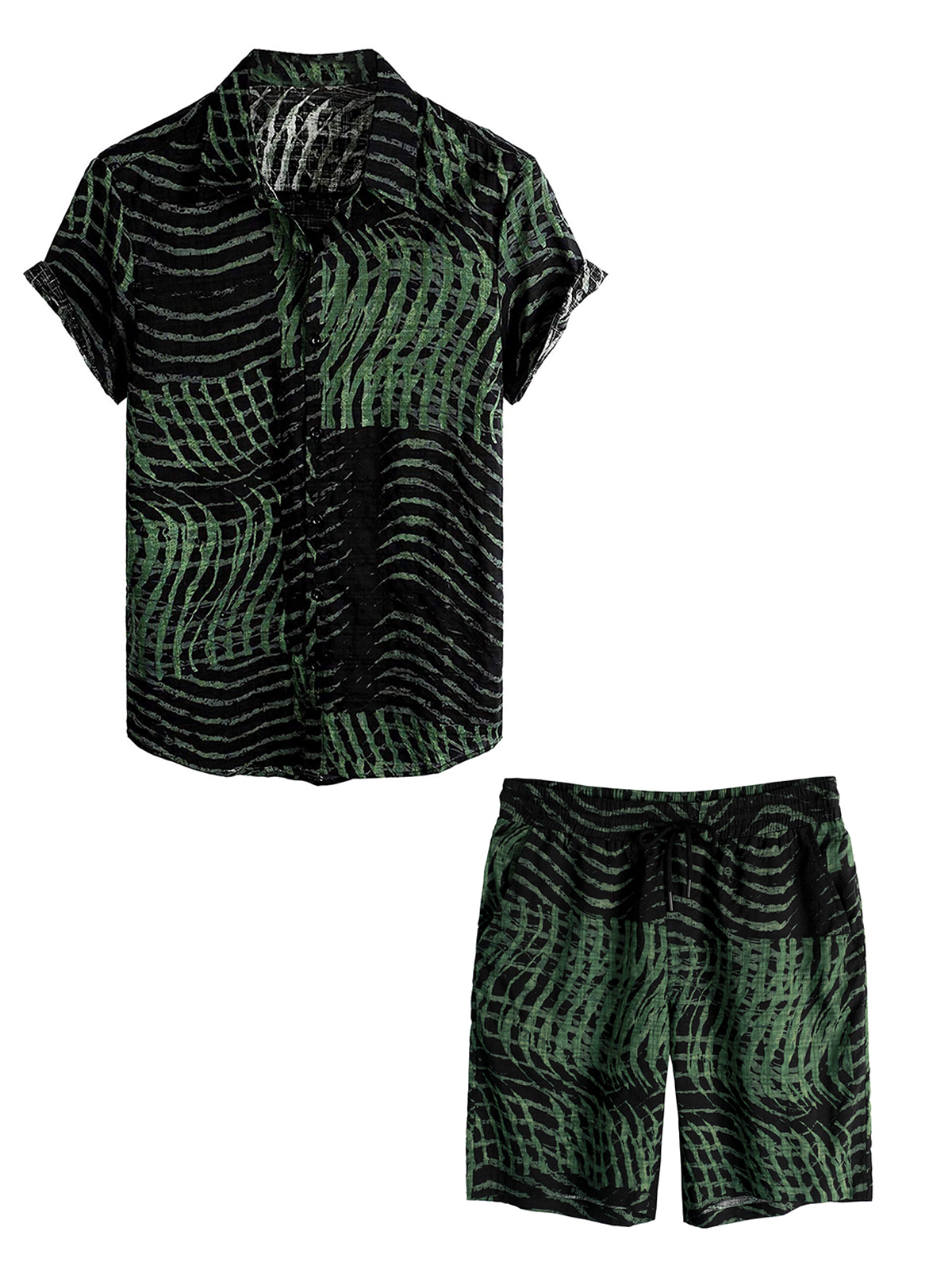 Set Camicia e Pantaloni Corti Casual Estivi da Uomo Vintage