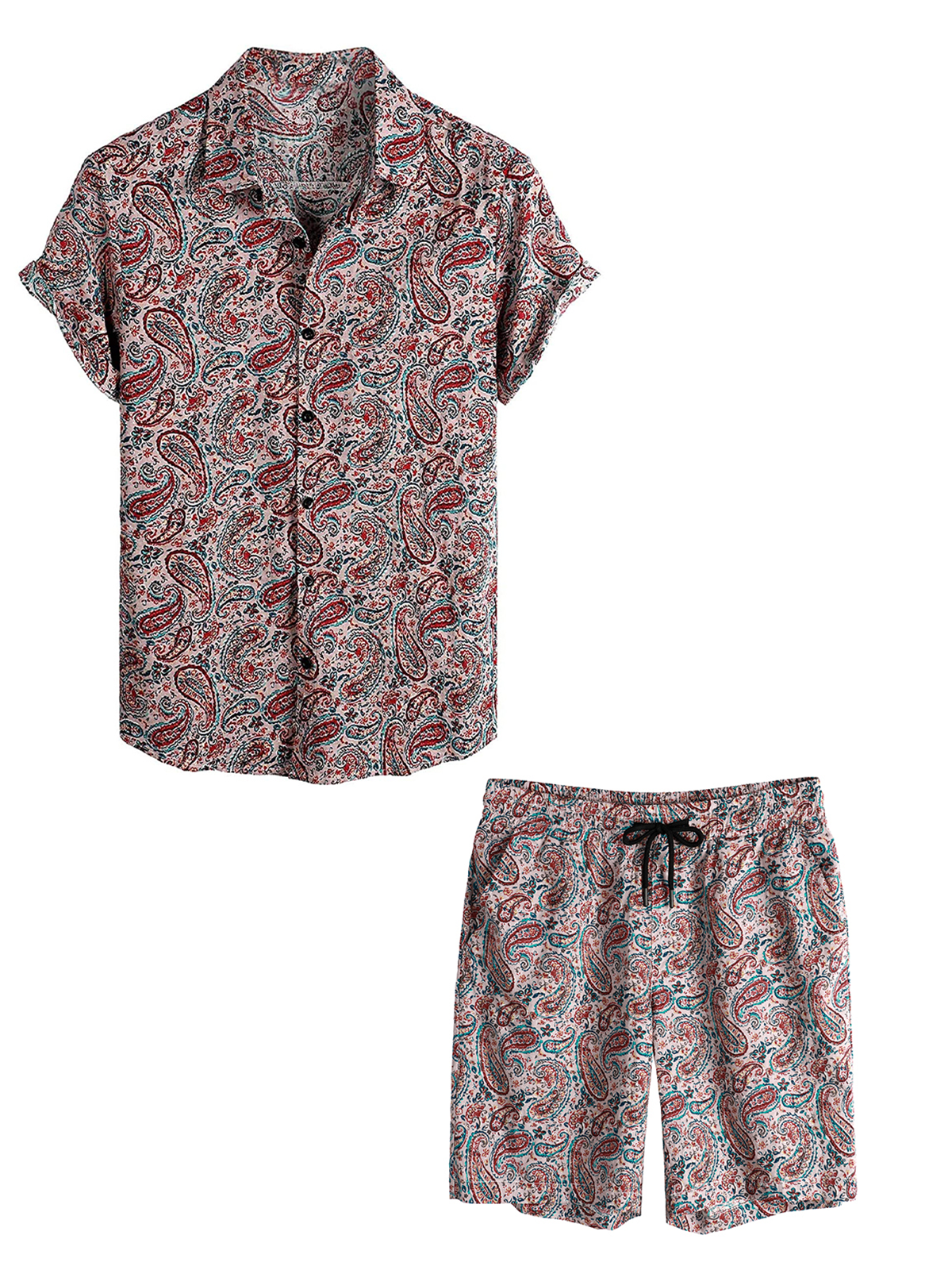 Set Camicia e Pantaloni Corti Casual Estivi da Uomo Vintage