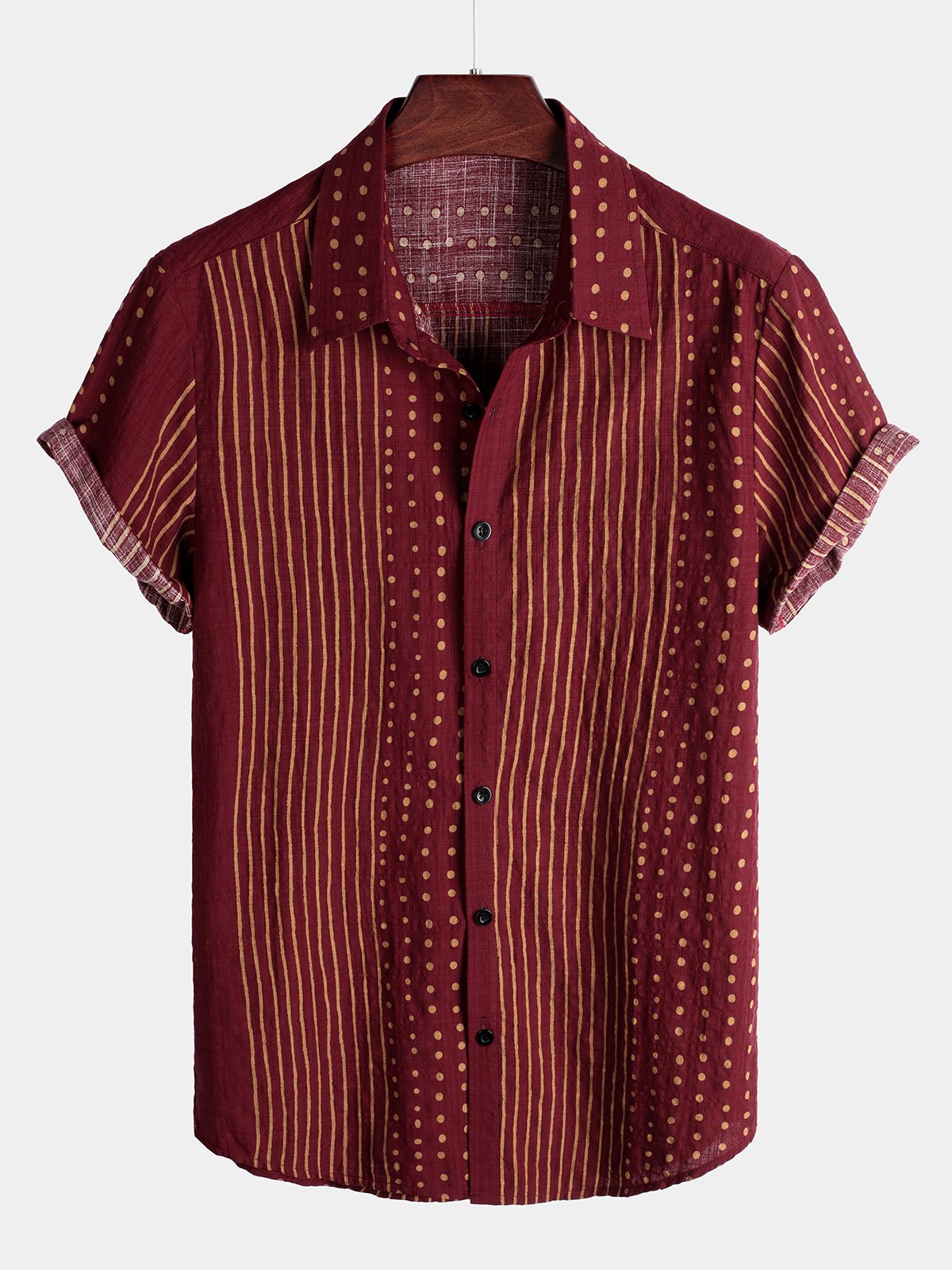 Camicia a maniche corte a righe in cotone traspirante da uomo