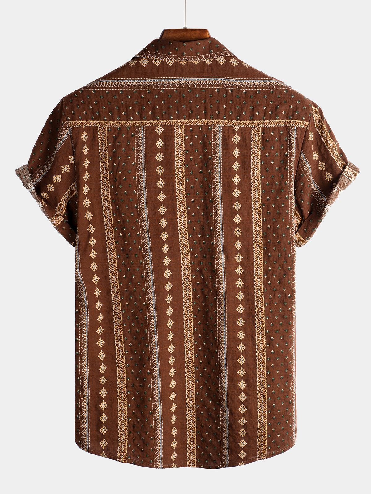 Camicia corta da uomo retrò in cotone degli anni '70 con bottoni