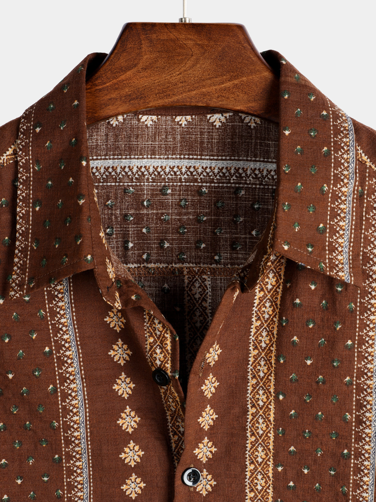 Camicia corta da uomo retrò in cotone degli anni '70 con bottoni