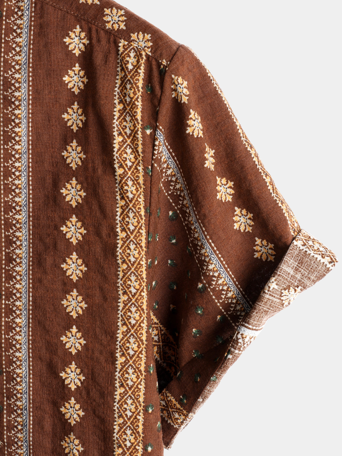 Camicia corta da uomo in cotone retrò degli anni '70 con bottoni