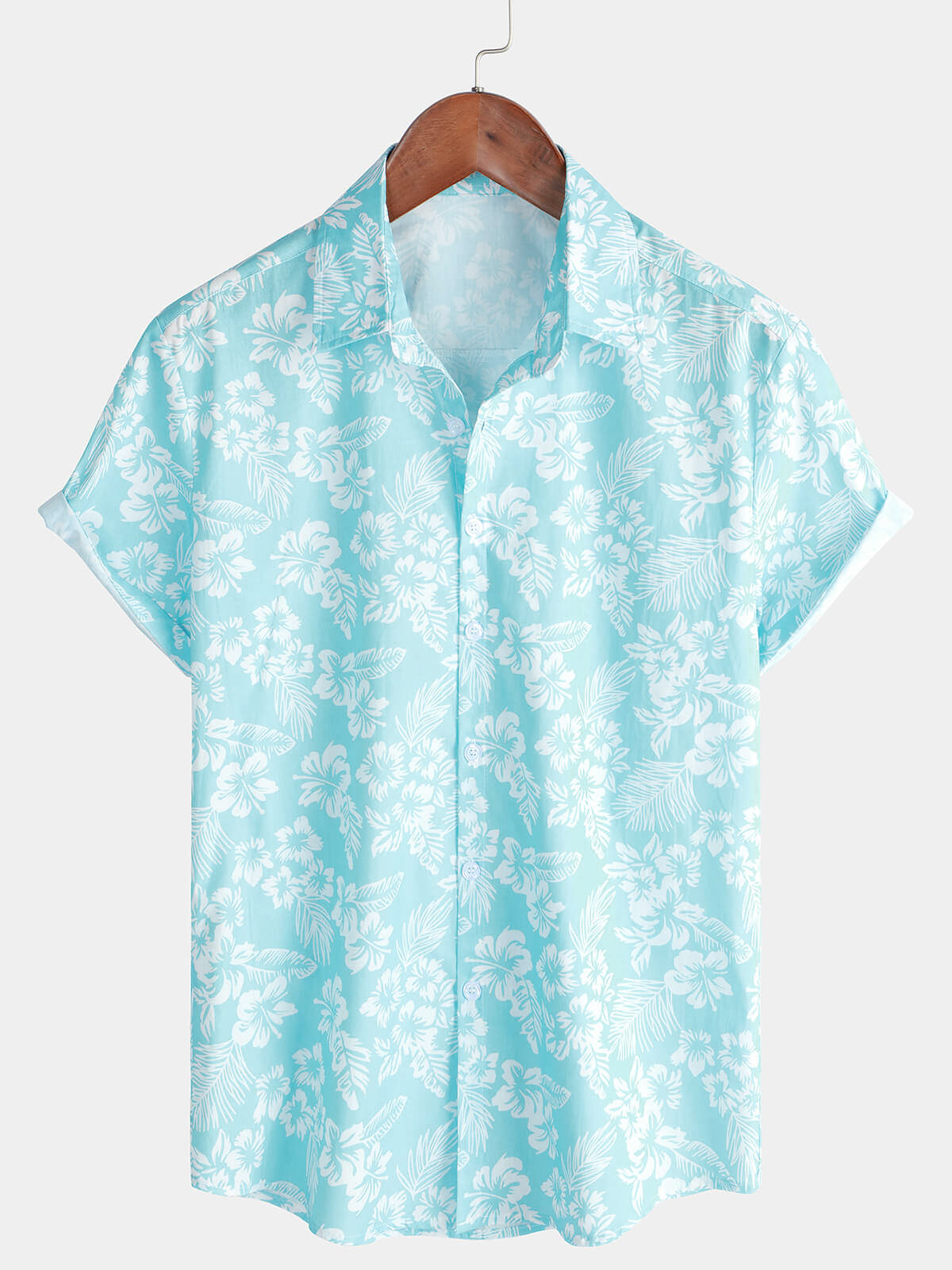 Camicia hawaiana floreale blu da uomo