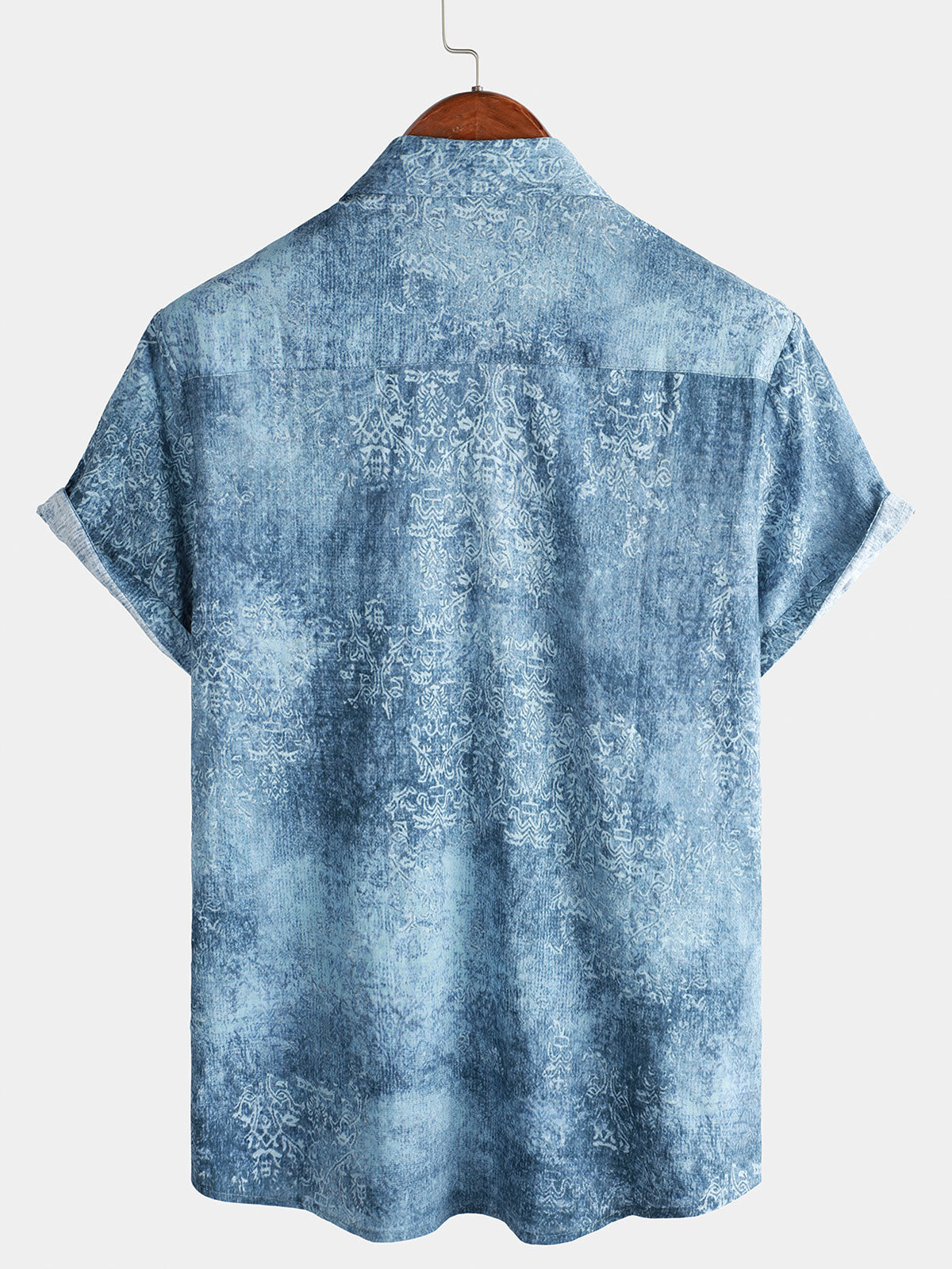 Camicia da uomo in cotone vintage azzurro chiaro