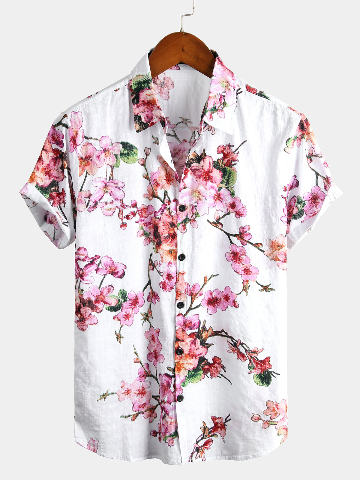 Camicia hawaiana tropicale da uomo in cotone floreale